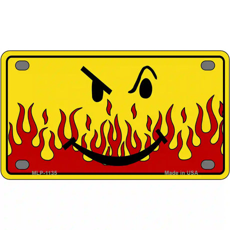 Smiley Flame Novelty Metal License Plate 4" x 2.2" (MLP)