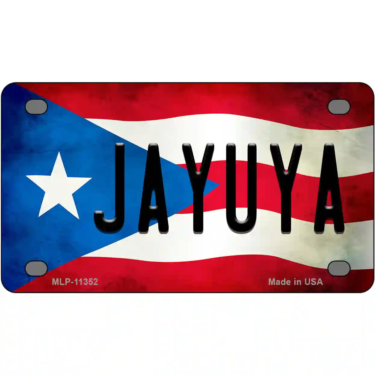 Jayuya Puerto Rico Flag License Plate Metal Novelty 4" x 2.2" (MLP)