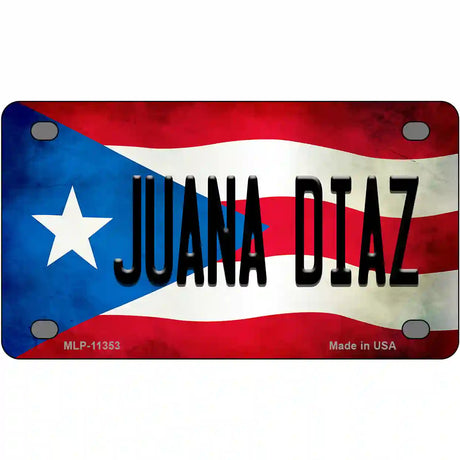 Juana Diaz Puerto Rico Flag License Plate Metal Novelty 4" x 2.2" (MLP)