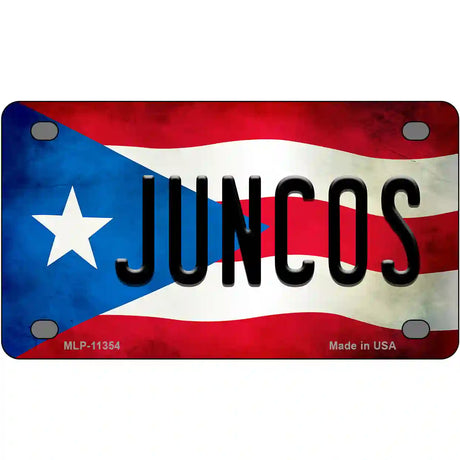 Juncos Puerto Rico Flag License Plate Metal Novelty 4" x 2.2" (MLP)