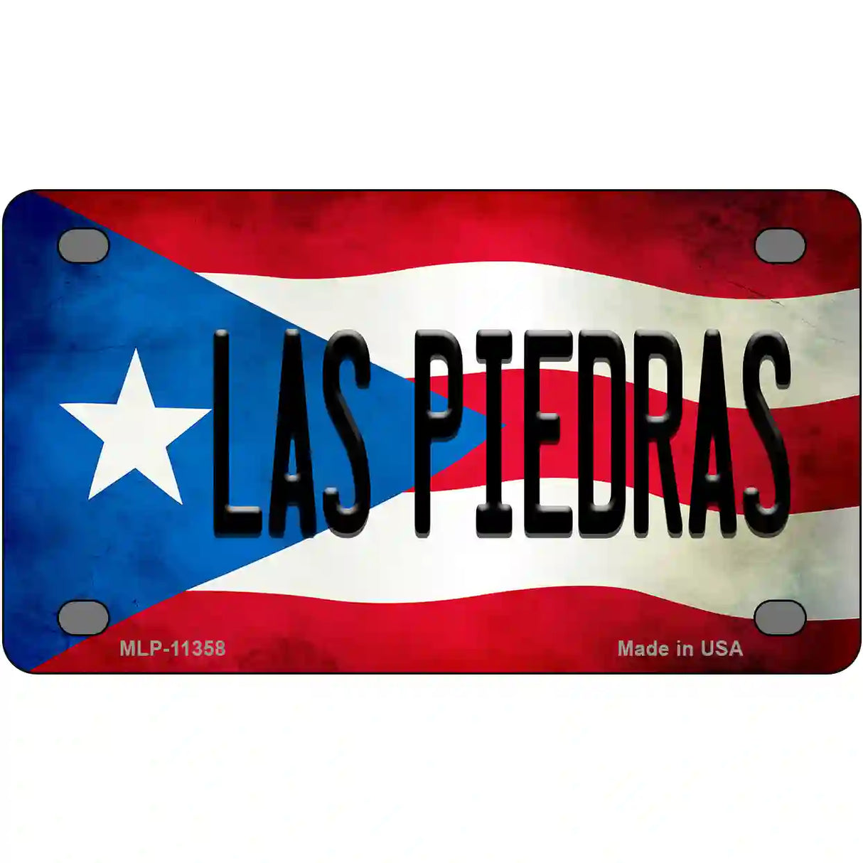 Las Piedras Puerto Rico Flag License Plate Metal Novelty 4" x 2.2" (MLP)