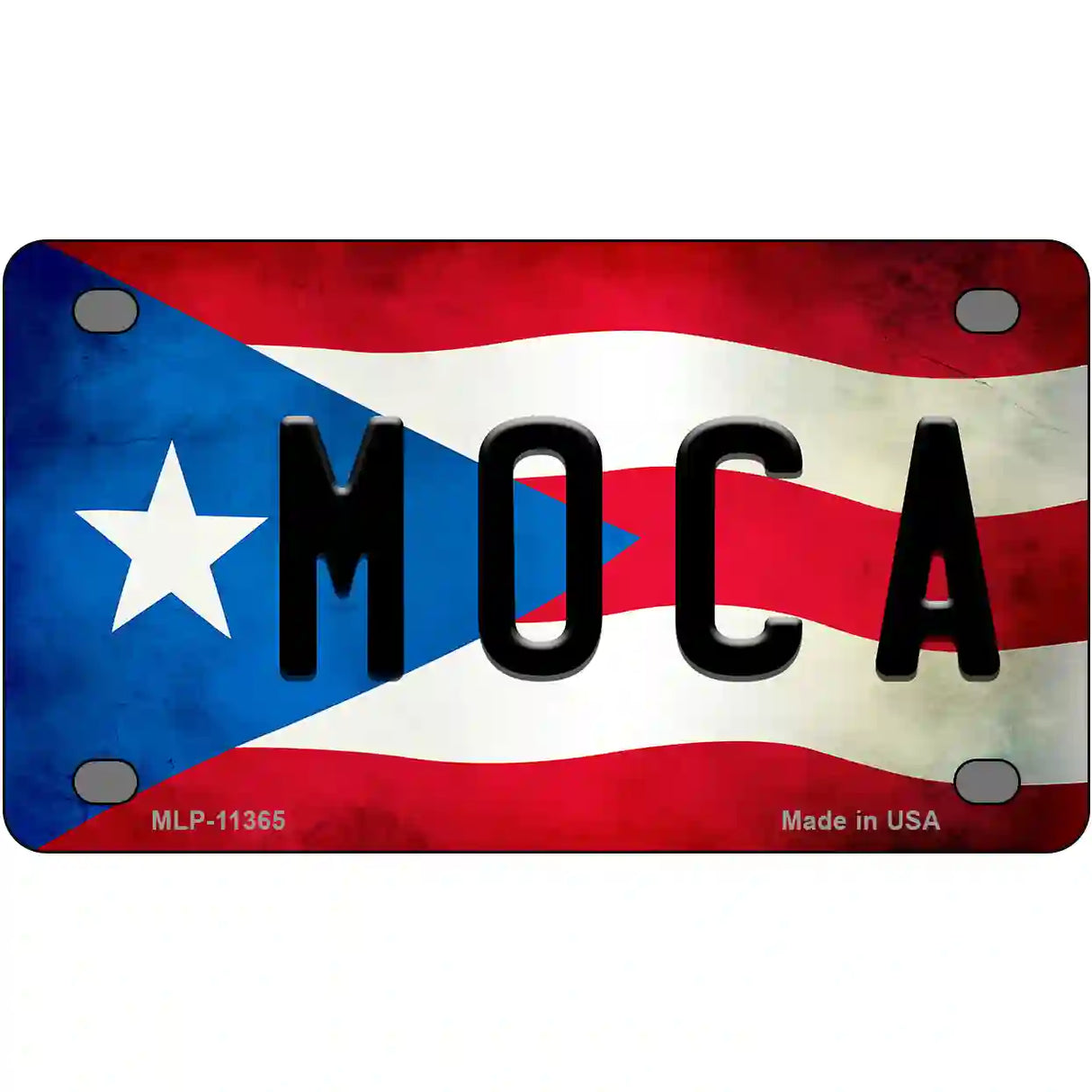 Moca Puerto Rico Flag License Plate Metal Novelty 4" x 2.2" (MLP)