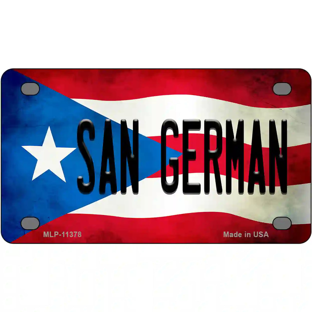 San German Puerto Rico Flag License Plate Metal Novelty 4" x 2.2" (MLP)