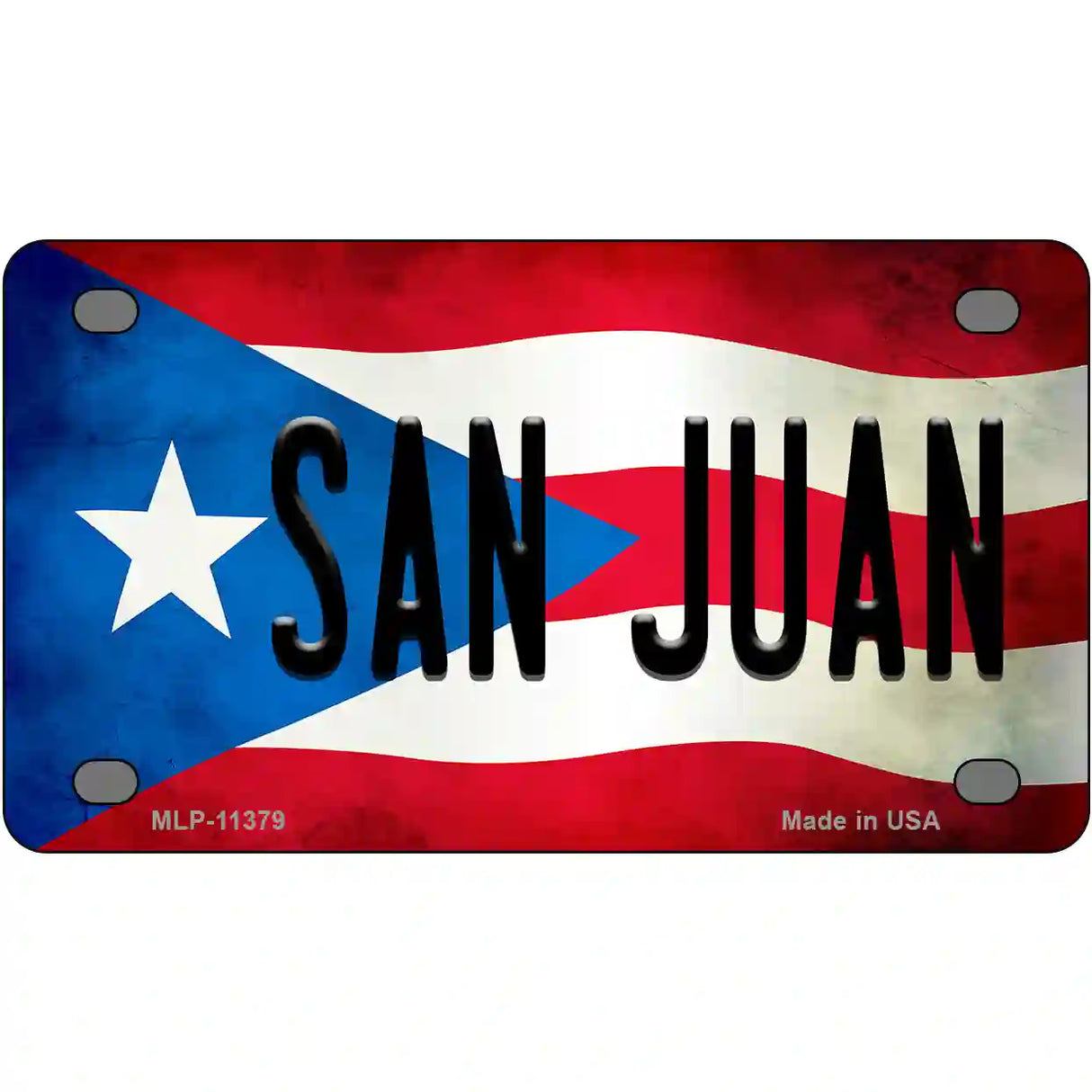 San Juan Puerto Rico Flag License Plate Metal Novelty 4" x 2.2" (MLP)