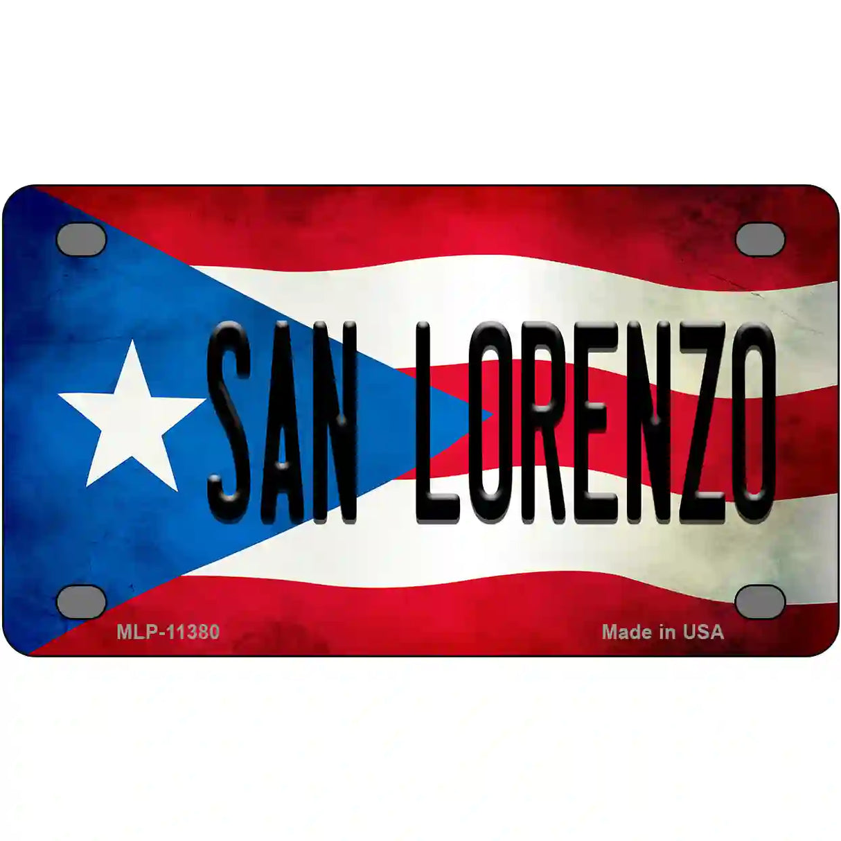 San Lorenzo Puerto Rico Flag License Plate Metal Novelty 4" x 2.2" (MLP)