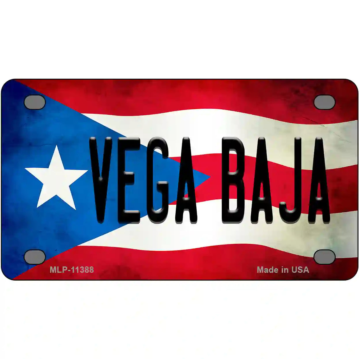 Vega Baja Puerto Rico Flag License Plate Metal Novelty 4" x 2.2" (MLP)