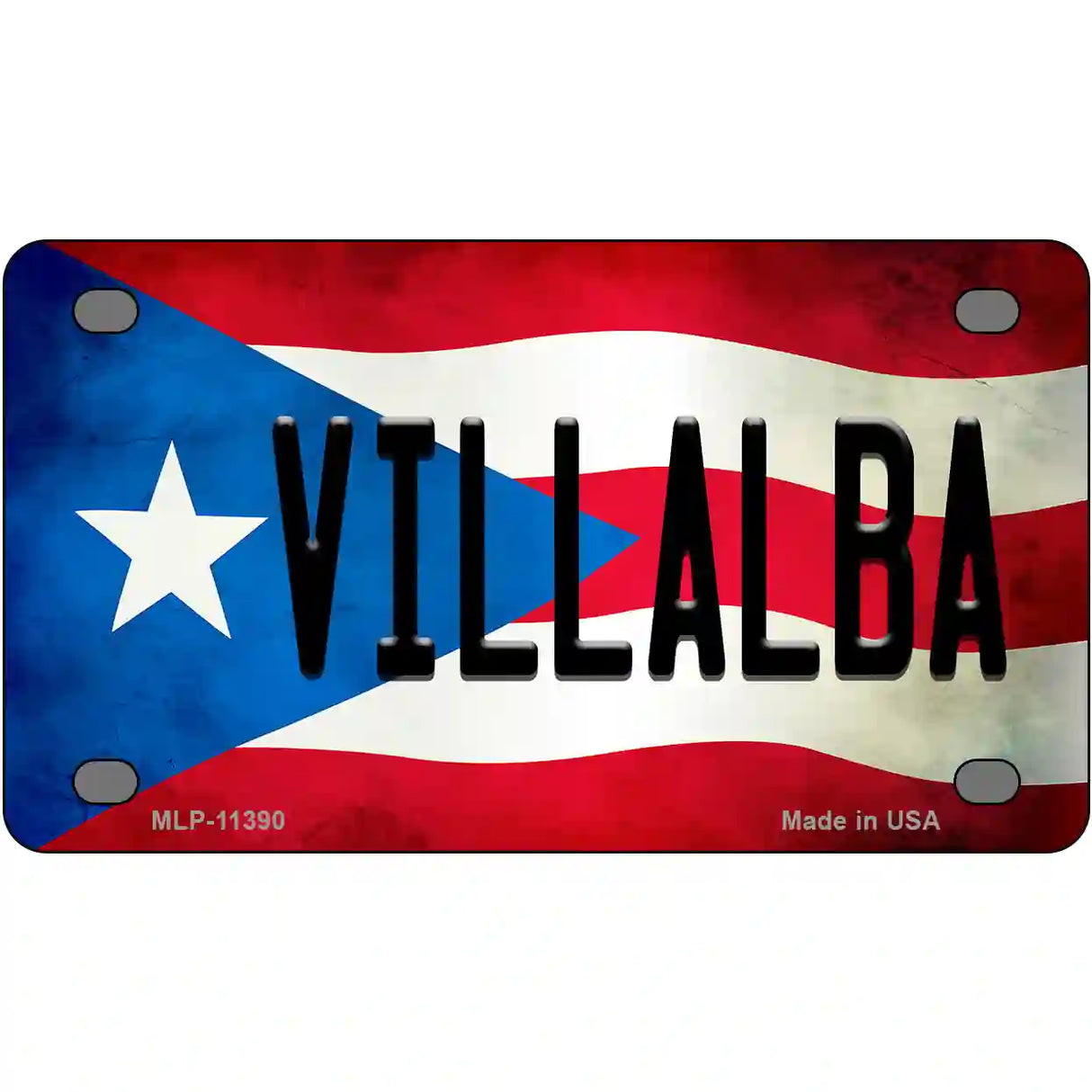 Villalba Puerto Rico Flag License Plate Metal Novelty 4" x 2.2" (MLP)