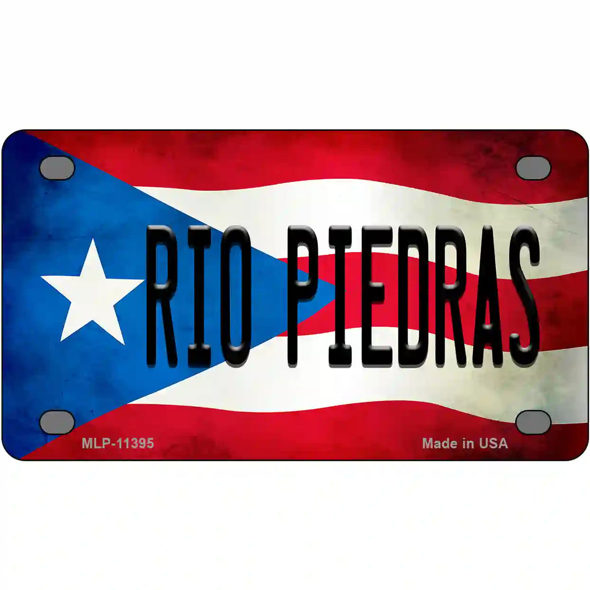 Rio Piedra Puerto Rico Flag License Plate Metal Novelty 4" x 2.2" (MLP)