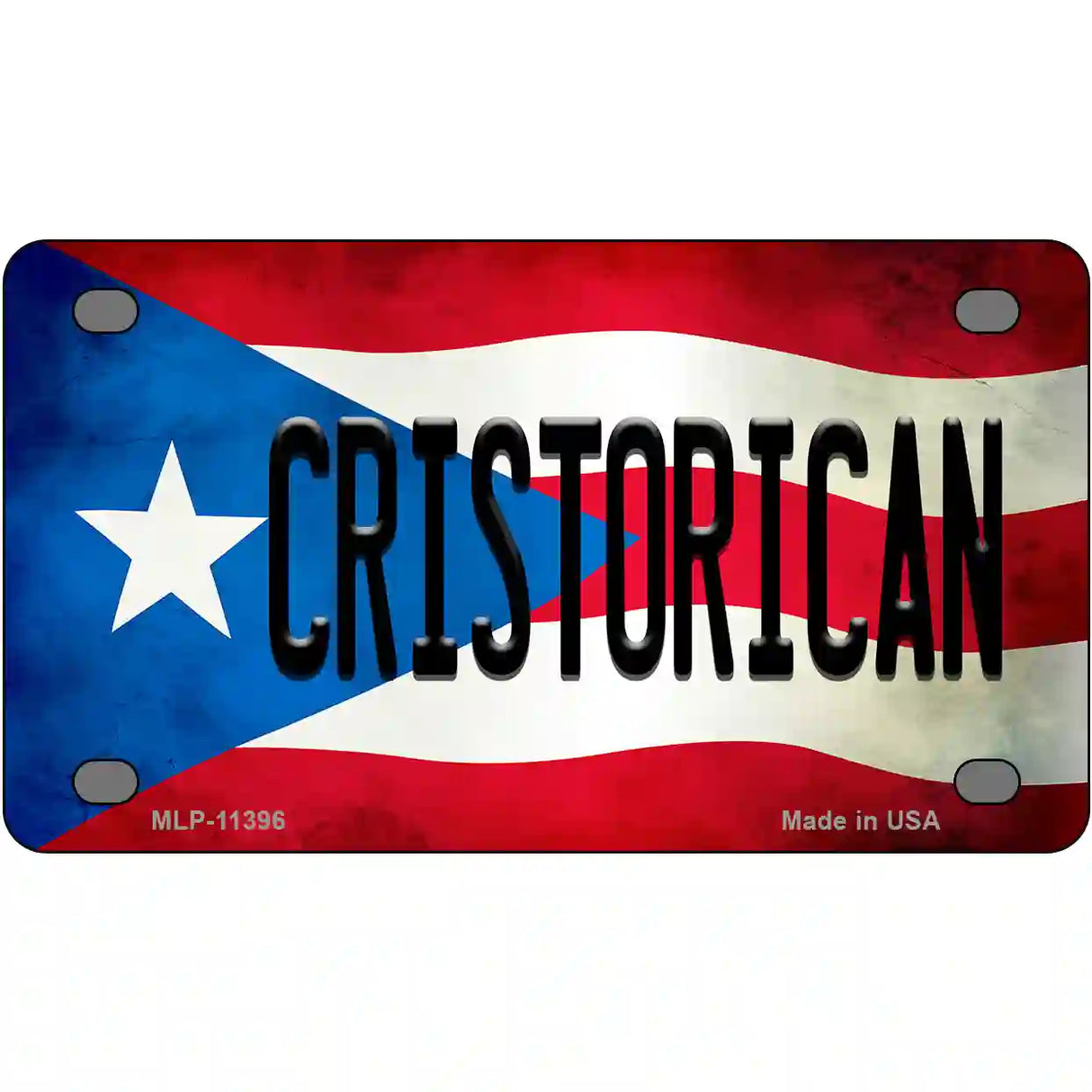 Christorican Puerto Rico Flag License Plate Metal Novelty 4" x 2.2" (MLP)