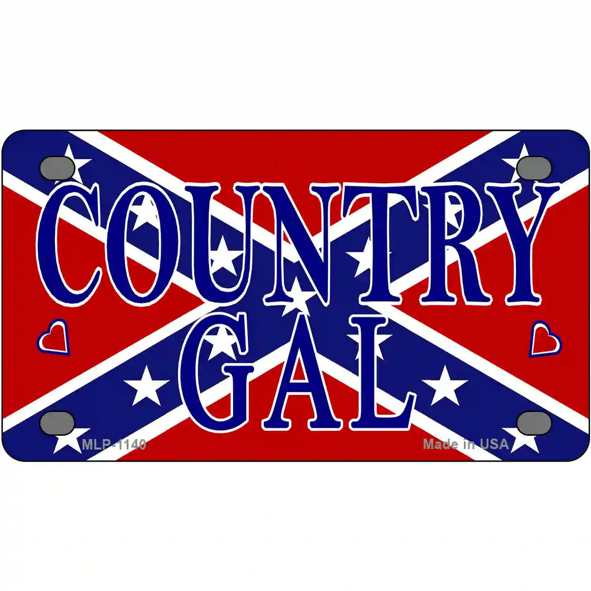 Confederate Country Gal Novelty Metal License Plate 4" x 2.2" (MLP)