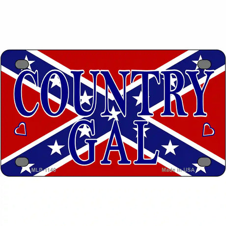 Confederate Country Gal Novelty Metal License Plate 4" x 2.2" (MLP)