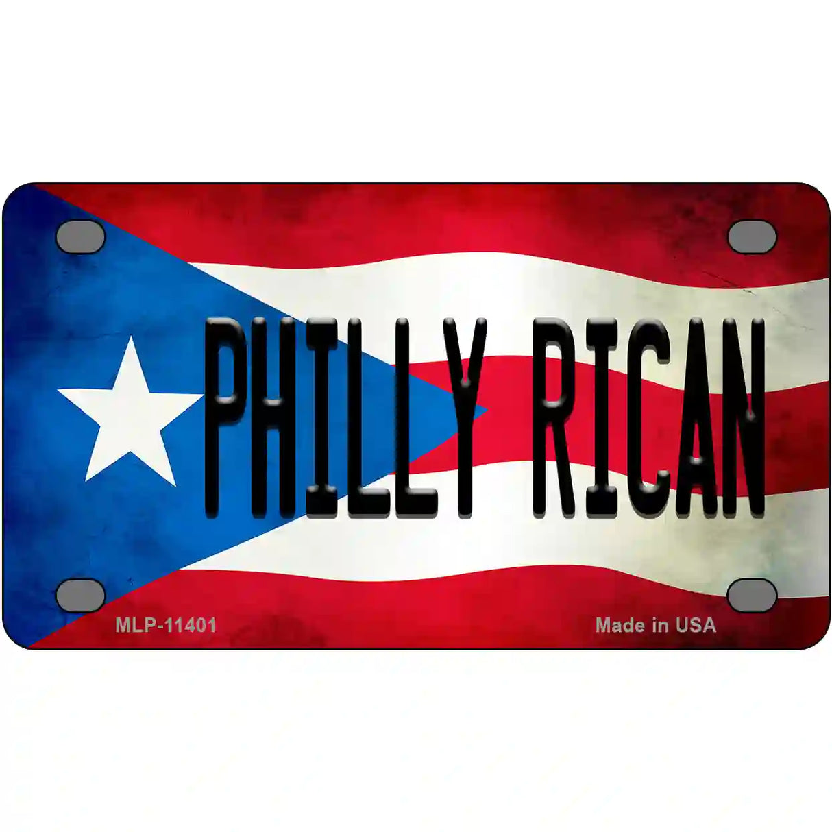 Philly Rican Puerto Rico Flag License Plate Metal Novelty 4" x 2.2" (MLP)