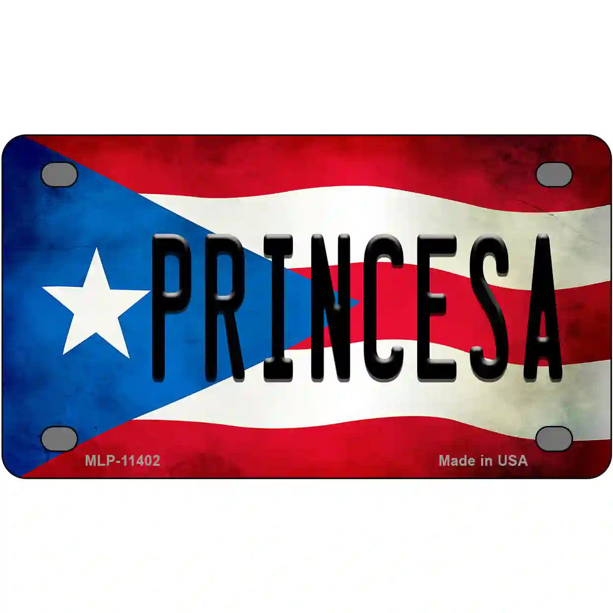 Princesa Puerto Rico Flag License Plate Metal Novelty 4" x 2.2" (MLP)