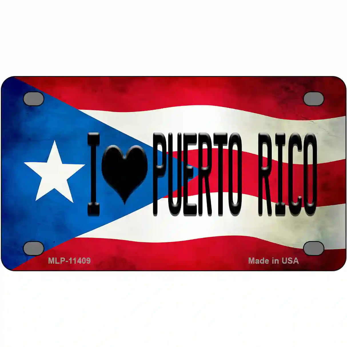 I Love Puerto Rico Flag License Plate Metal Novelty 4" x 2.2" (MLP)