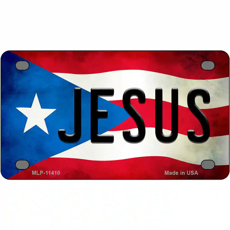 Jesus Puerto Rico Flag License Plate Metal Novelty 4" x 2.2" (MLP)