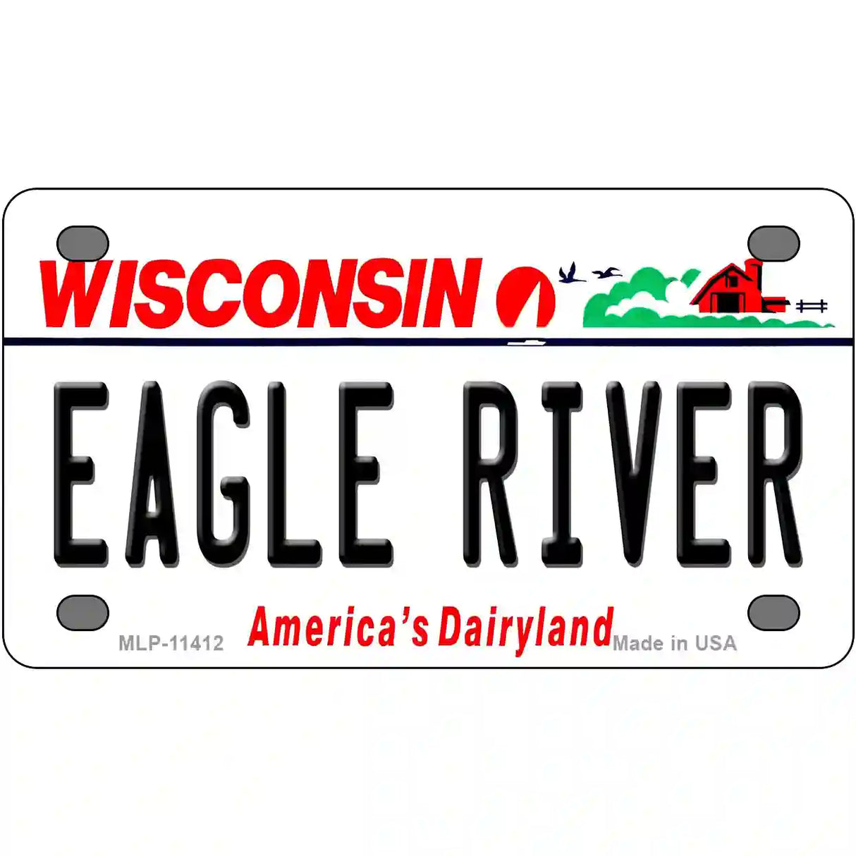 Eagle River Wisconsin Novelty Metal License Plate 4" x 2.2" (MLP)