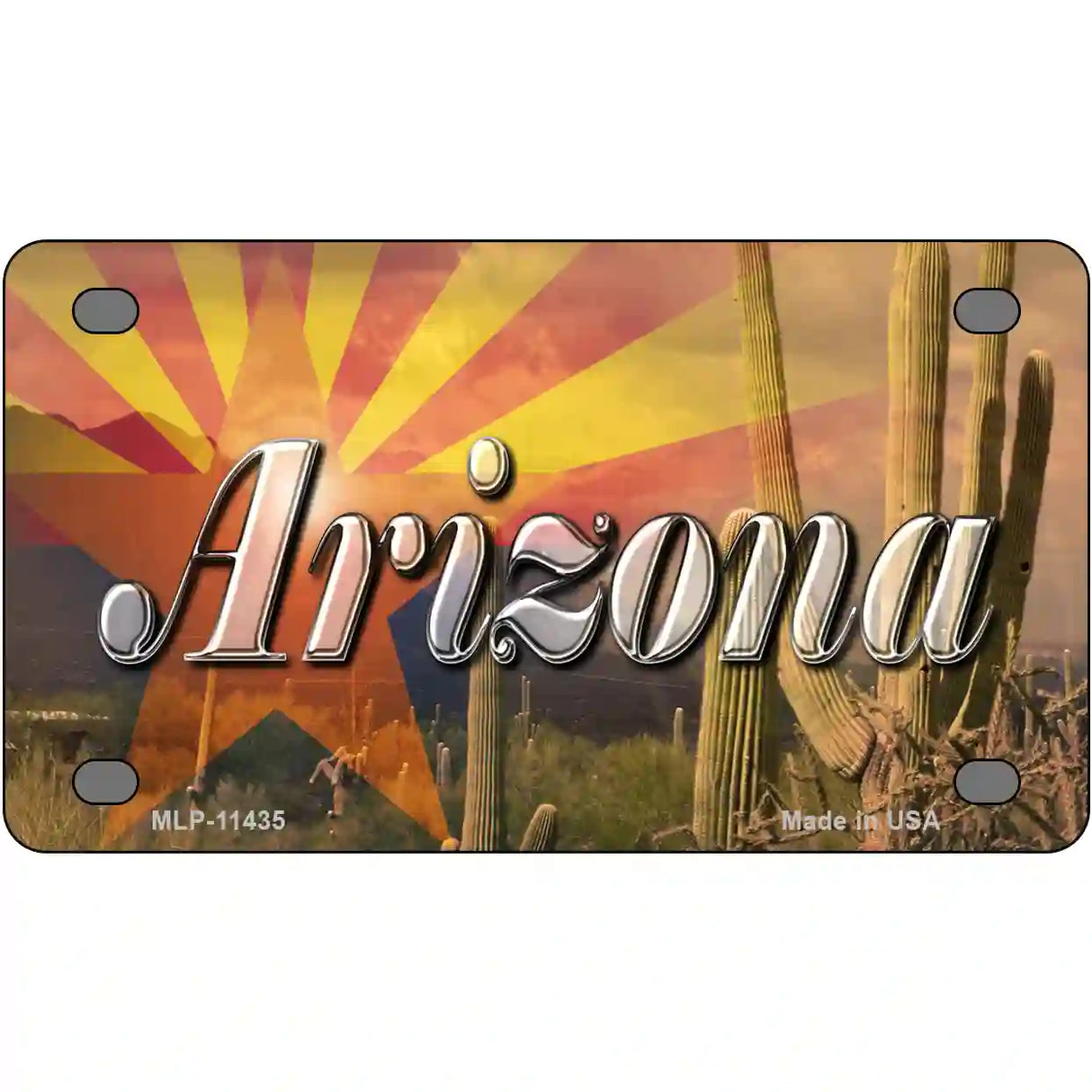 Arizona State Flag Overlay On Cactus Novelty License Plate 4" x 2.2" (MLP)