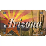 Arizona State Flag Overlay On Cactus Novelty License Plate 4" x 2.2" (MLP)