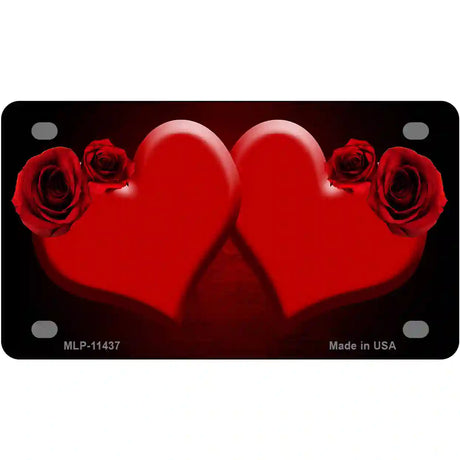 Hearts Over Roses In Red Novelty License Plate 4" x 2.2" (MLP)