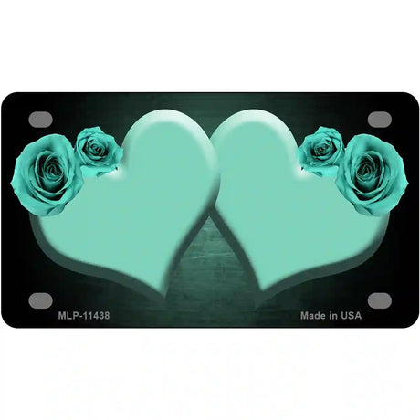 Hearts Over Roses In Mint Novelty License Plate 4" x 2.2" (MLP)