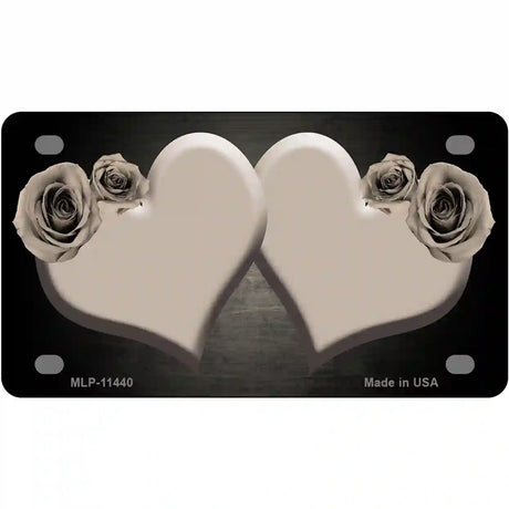 Hearts Over Roses In Tan Novelty License Plate 4" x 2.2" (MLP)