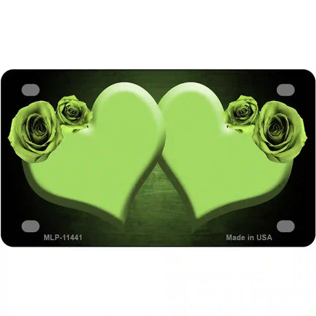 Hearts Over Roses In Lime Green Novelty License Plate 4" x 2.2" (MLP)