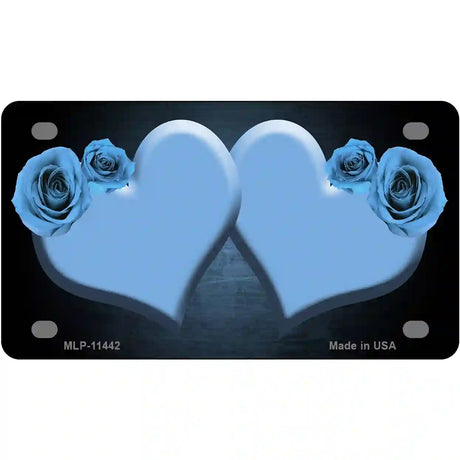 Hearts Over Roses In Light Blue Novelty License Plate 4" x 2.2" (MLP)