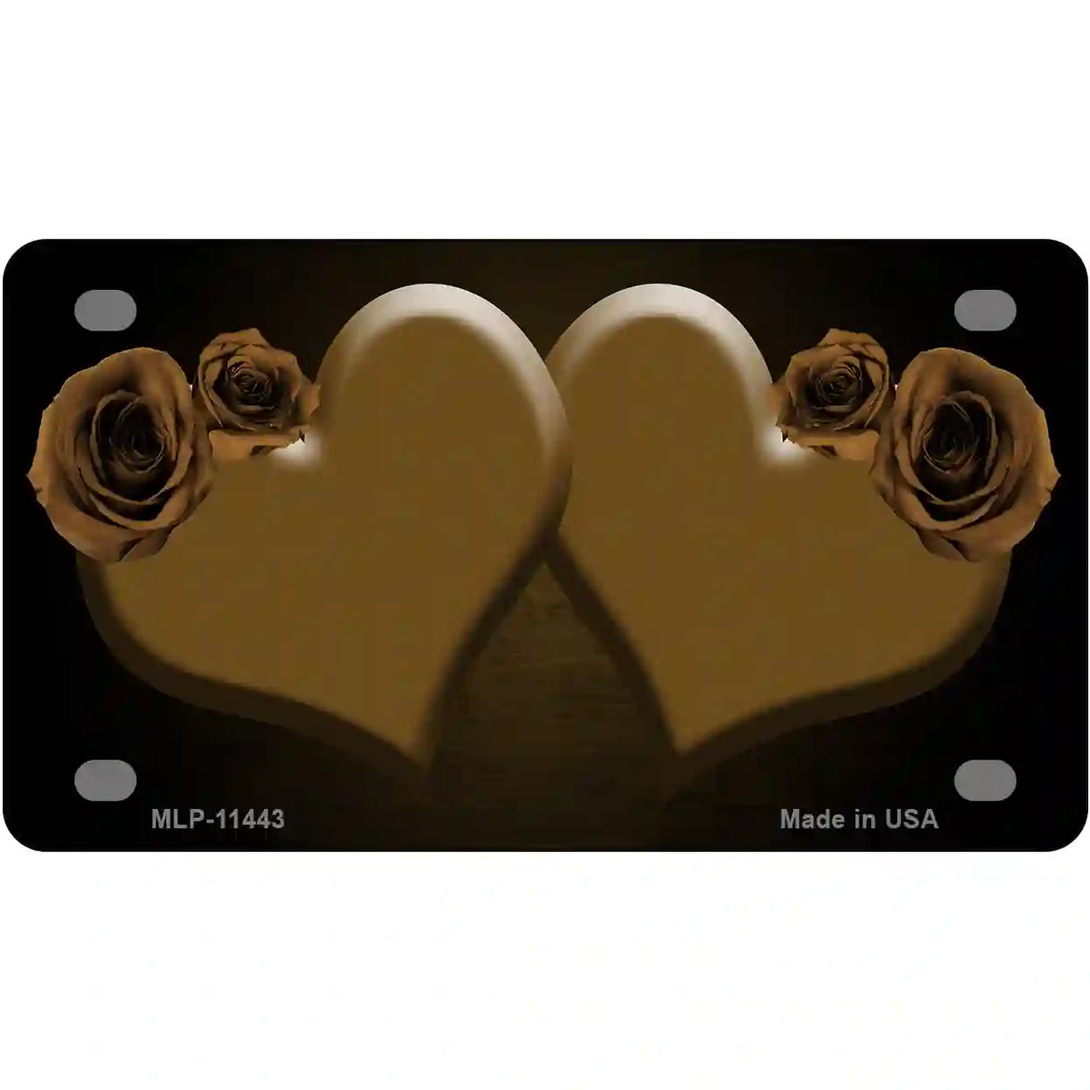 Hearts Over Roses In Brown Novelty License Plate 4" x 2.2" (MLP)