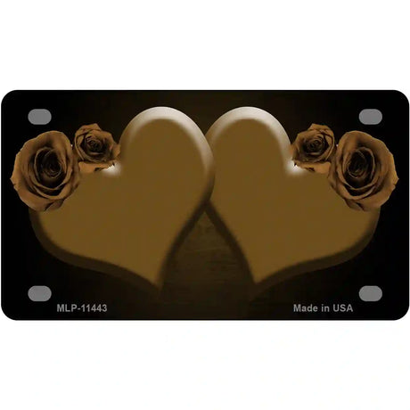 Hearts Over Roses In Brown Novelty License Plate 4" x 2.2" (MLP)