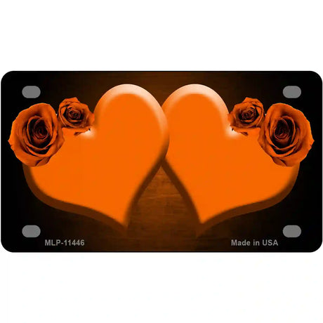 Hearts Over Roses In Orange Novelty License Plate 4" x 2.2" (MLP)