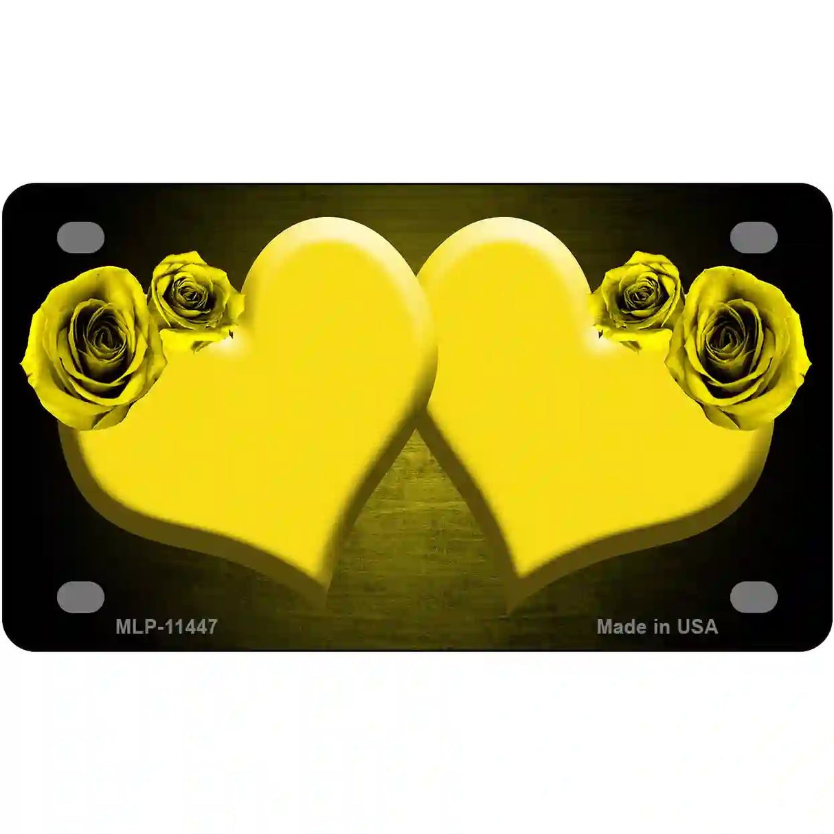 Hearts Over Roses In Yellow Novelty License Plate 4" x 2.2" (MLP)