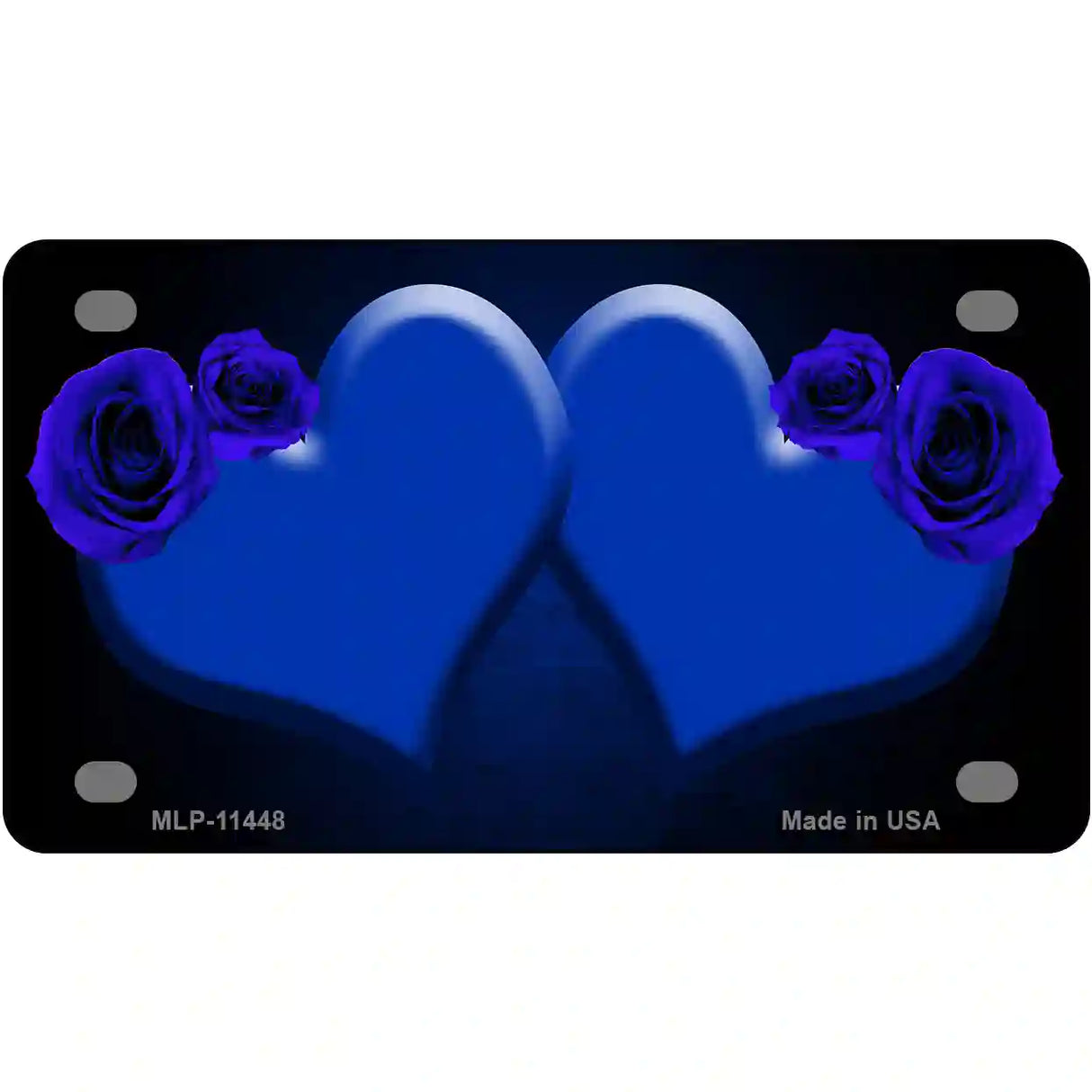 Hearts Over Roses In Blue Novelty License Plate 4" x 2.2" (MLP)