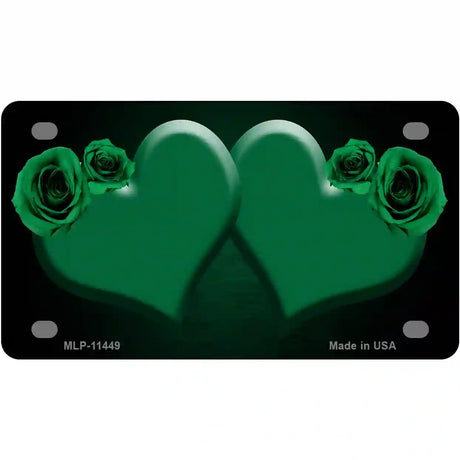 Hearts Over Roses In Green Novelty License Plate 4" x 2.2" (MLP)