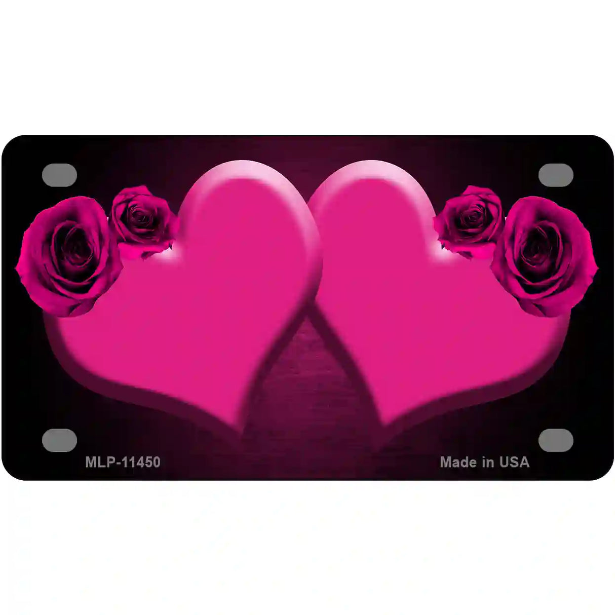 Hearts Over Roses In Pink Novelty License Plate 4" x 2.2" (MLP)