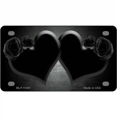 Hearts Over Roses In Black Novelty License Plate 4" x 2.2" (MLP)