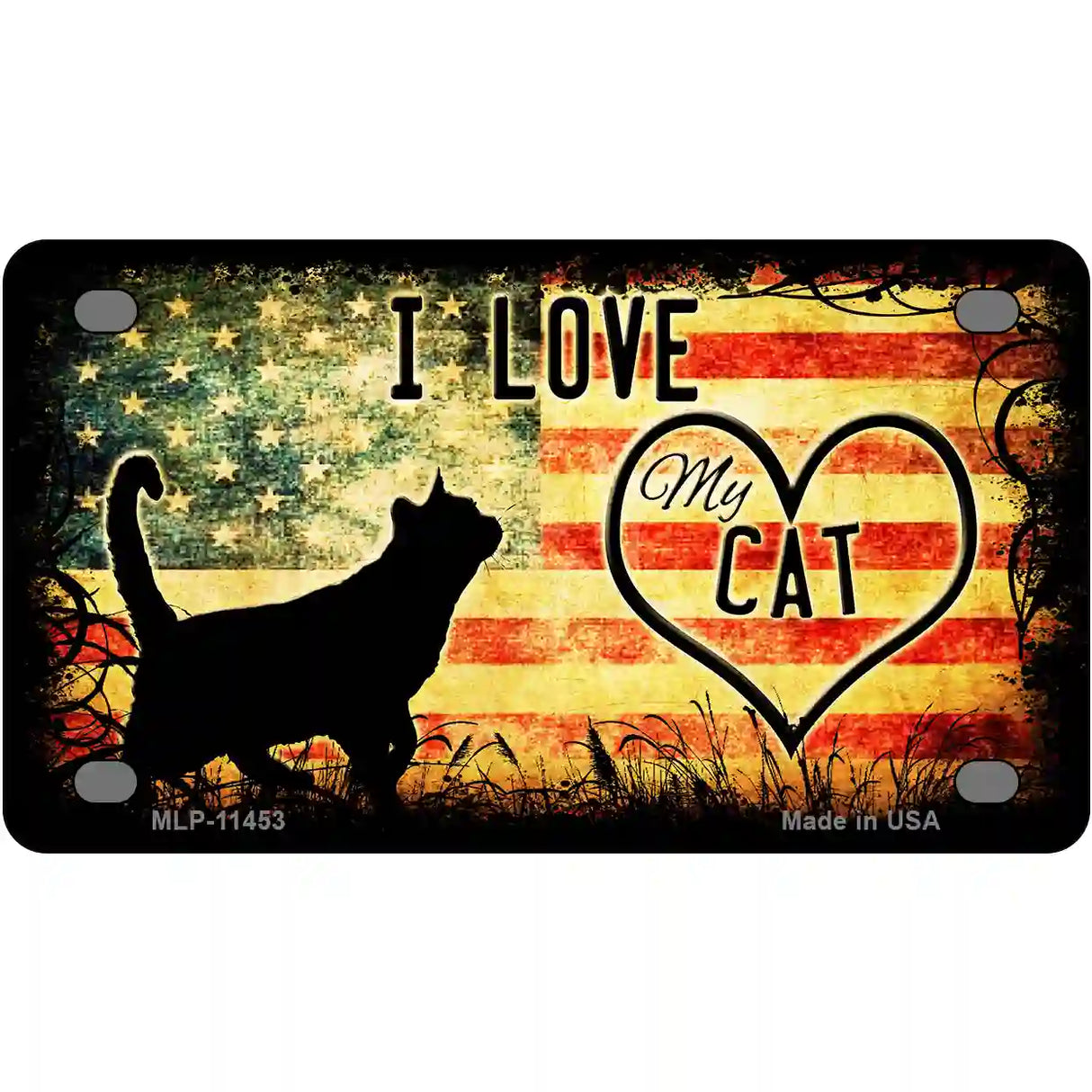 I Love My Cat Novelty Metal License Plate 4" x 2.2" (MLP)