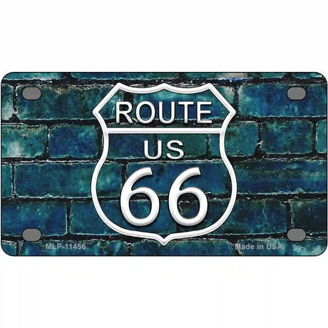 Route 66 Blue Brick Wall Novelty License Plate 4" x 2.2" (MLP)