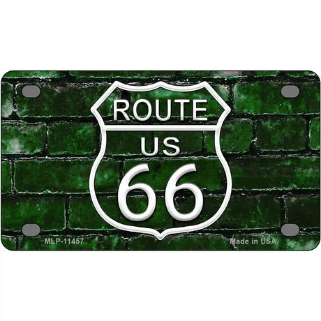 Route 66 Green Brick Wall Novelty License Plate 4" x 2.2" (MLP)