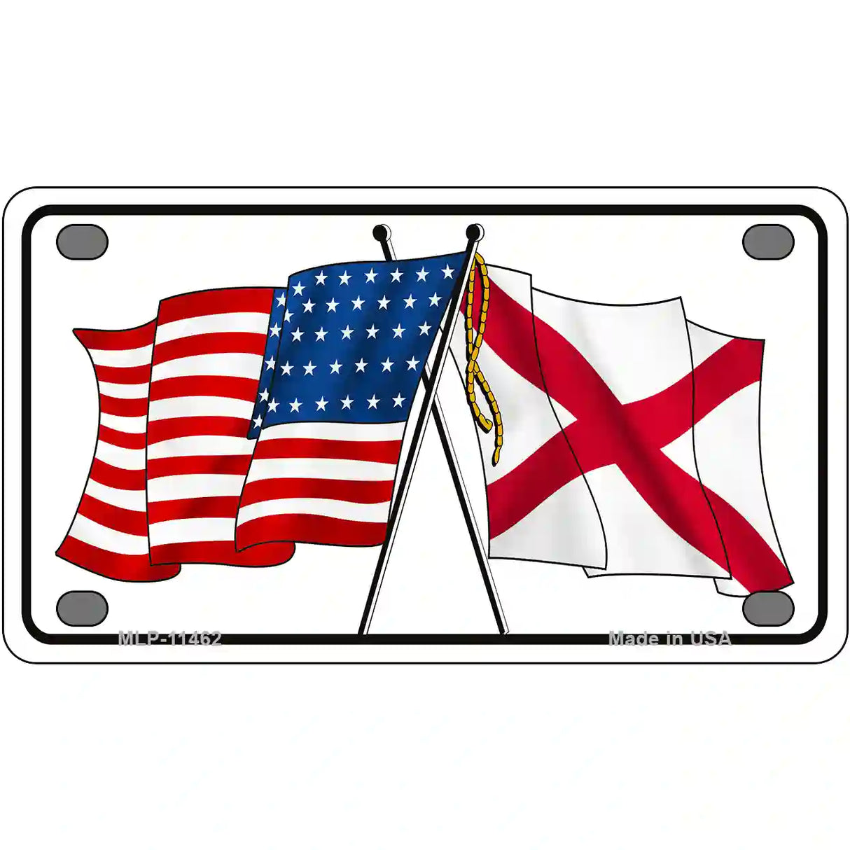 Alabama Crossed US Flag License Plate 4" x 2.2" (MLP)