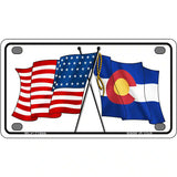 Colorado Crossed US Flag License Plate 4" x 2.2" (MLP)