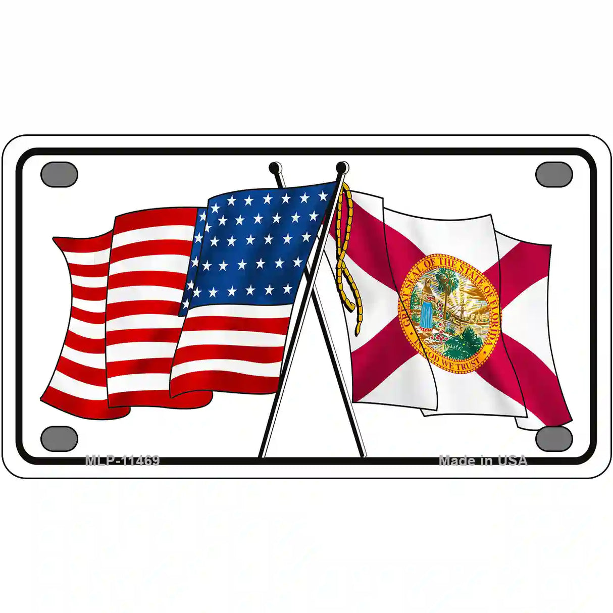 Florida Crossed US Flag License Plate 4" x 2.2" (MLP)