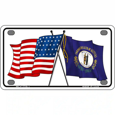 Kentucky Crossed US Flag License Plate 4" x 2.2" (MLP)