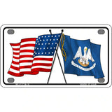 Louisiana Crossed US Flag License Plate 4" x 2.2" (MLP)