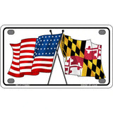 Maryland Crossed US Flag License Plate 4" x 2.2" (MLP)