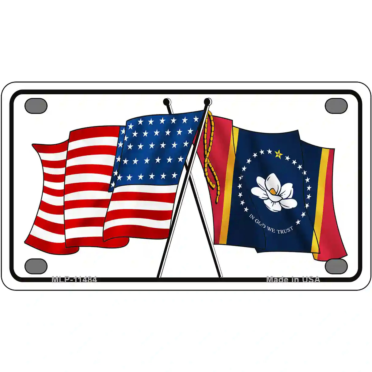 Mississippi Crossed US Flag License Plate 4" x 2.2" (MLP)