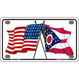 Ohio Crossed US Flag License Plate 4" x 2.2" (MLP)