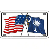 South Carolina Crossed US Flag License Plate 4" x 2.2" (MLP)