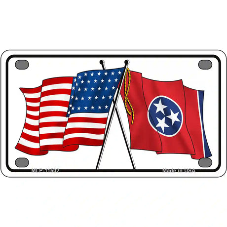 Tennessee Crossed US Flag License Plate 4" x 2.2" (MLP)