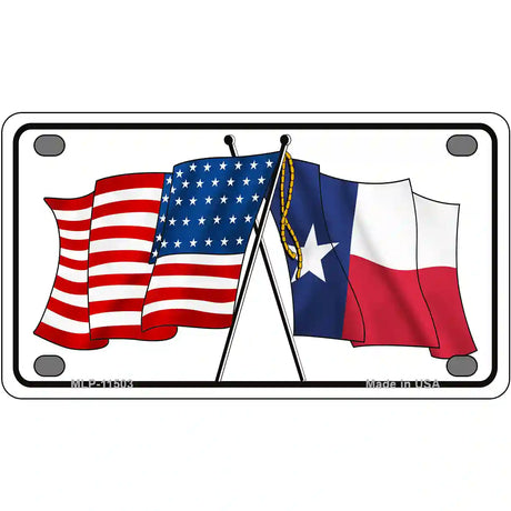 Texas Crossed US Flag License Plate 4" x 2.2" (MLP)