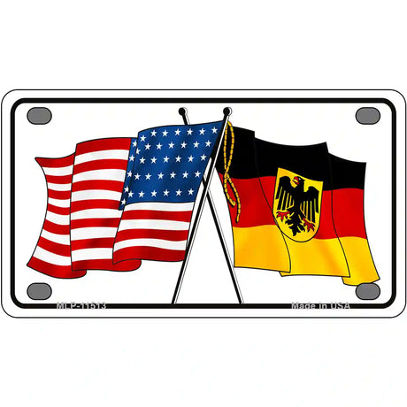 Germany Crossed US Flag License Plate 4" x 2.2" (MLP)